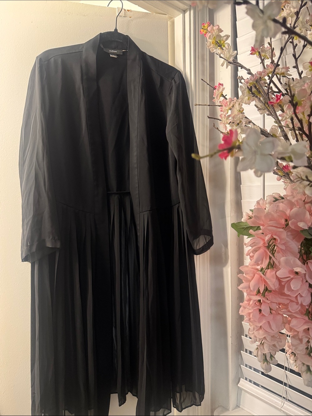 Alfani Black Sheer Long-Sleeve Overlay Dress